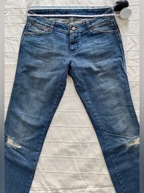 Wrangler Medium Wash Blue Jeans with Subtle Distress